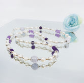 Pearl Necklace with Purple Gemstones